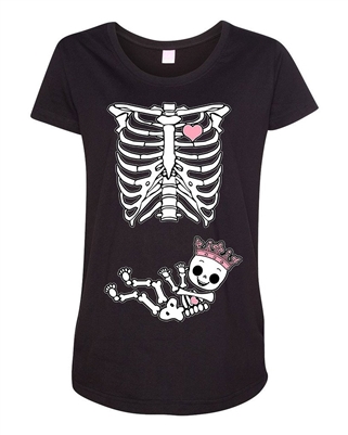 Princess Crown Baby Girl Skeleton Mother Maternity DT T-Shirt Tee