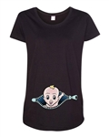 Baby Boy Zipper Cute Pregnant Babies Expecting Mom Maternity DT T-Shirt Tee
