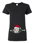 Baby Santa Christmas Zipper Cute Pregnant Expecting Mom Maternity DT T-Shirt Tee