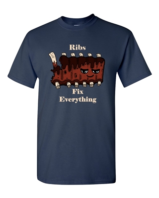 Ribs Fix Everything Adult DT T-Shirts Tee