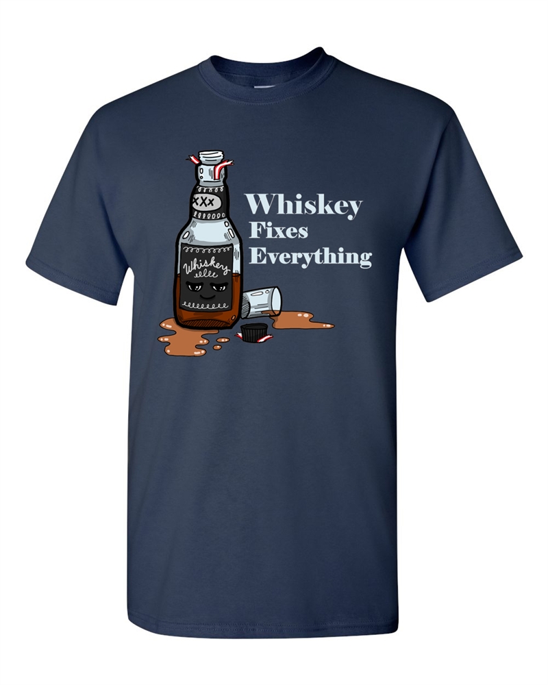 Whiskey Fixes Everything Adult DT T-Shirts Tee