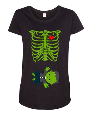Baby Skeleton Baby Frankenstein Halloween Horror Funny Maternity DT T-Shirt Tee