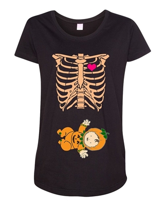 Baby Skeleton Baby Pumpkin Jack Lantern Halloween Funny Maternity DT T-Shirt Tee